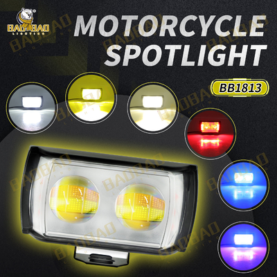 全アルミ ホワイト イエロー ダブル カラー 2 LED モーターサイクル MINI ドライブライト