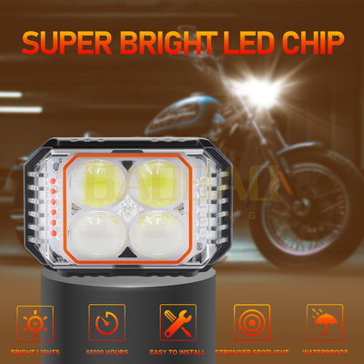 80V 4ビーズ ホワイト イエロー 閃光 多色 メタル モーターサイクル LEDライト