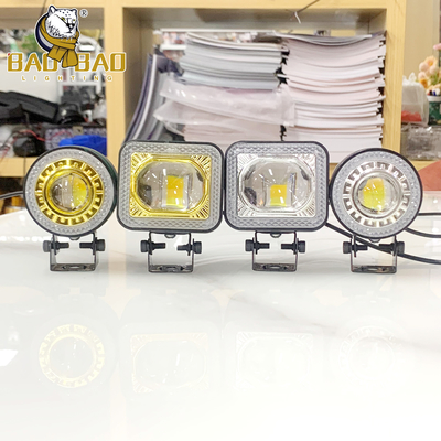 アルミ ホワイト イエロー 閃光 12V 24V バイクスポットライト RGB リング LED 霧灯