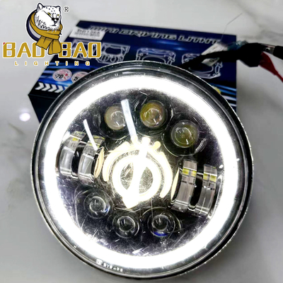 7インチ ホワイトイエロー オートバイ LED ヘッドライト 12V 防水 IP67