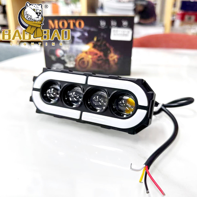 モーターサイクルのLED霧灯 4レンズ ホワイトイエロー アルミ